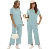 imageXIEERDUO Womens 2 Piece Lounge Set Fashion Travel Outfits Vacation Tracksuit Comfy Wide Leg Airport Loungewear S3XLTurquoise
