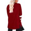 imageXIEERDUO Womens Sweatshirts Casual Tunic Tops Long Sleeve Shirts Oversized With Pockets214brightred