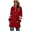 imageXIEERDUO Womens Sweatshirts Casual Tunic Tops Long Sleeve Shirts Oversized With Pockets214brightred