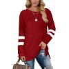 imageXIEERDUO Womens Sweatshirts Casual Tunic Tops Long Sleeve Shirts Oversized With Pockets214brightred