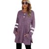 imageXIEERDUO Womens Sweatshirts Casual Tunic Tops Long Sleeve Shirts Oversized With Pockets222purplered