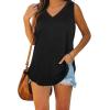 imageXIEERDUO Womens Tank Tops V Neck Basic Solid Color Casual Flowy Summer Sleeveless00black
