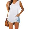 imageXIEERDUO Womens Tank Tops V Neck Basic Solid Color Casual Flowy Summer Sleeveless00white