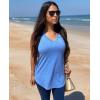 imageXIEERDUO Womens Tank Tops V Neck Basic Solid Color Casual Flowy Summer Sleeveless01blue