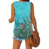 imageXIEERDUO Womens Tank Tops V Neck Basic Solid Color Casual Flowy Summer Sleeveless01blue Floral