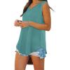 imageXIEERDUO Womens Tank Tops V Neck Basic Solid Color Casual Flowy Summer Sleeveless01blue Green