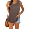 imageXIEERDUO Womens Tank Tops V Neck Basic Solid Color Casual Flowy Summer Sleeveless01coffee
