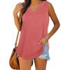 imageXIEERDUO Womens Tank Tops V Neck Basic Solid Color Casual Flowy Summer Sleeveless01coral
