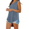 imageXIEERDUO Womens Tank Tops V Neck Basic Solid Color Casual Flowy Summer Sleeveless01dark Blue