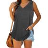 imageXIEERDUO Womens Tank Tops V Neck Basic Solid Color Casual Flowy Summer Sleeveless01darkgrey