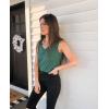 imageXIEERDUO Womens Tank Tops V Neck Basic Solid Color Casual Flowy Summer Sleeveless01green