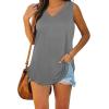 imageXIEERDUO Womens Tank Tops V Neck Basic Solid Color Casual Flowy Summer Sleeveless01grey