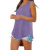 imageXIEERDUO Womens Tank Tops V Neck Basic Solid Color Casual Flowy Summer Sleeveless01grey Purple