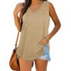 imageXIEERDUO Womens Tank Tops V Neck Basic Solid Color Casual Flowy Summer Sleeveless01khaki