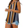 imageXIEERDUO Womens Tank Tops V Neck Basic Solid Color Casual Flowy Summer Sleeveless01khaki Stripe