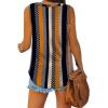 imageXIEERDUO Womens Tank Tops V Neck Basic Solid Color Casual Flowy Summer Sleeveless01khaki Stripe