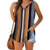 imageXIEERDUO Womens Tank Tops V Neck Basic Solid Color Casual Flowy Summer Sleeveless01khaki Stripe