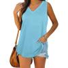 imageXIEERDUO Womens Tank Tops V Neck Basic Solid Color Casual Flowy Summer Sleeveless01lakeblue