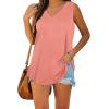 imageXIEERDUO Womens Tank Tops V Neck Basic Solid Color Casual Flowy Summer Sleeveless01pink