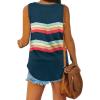 imageXIEERDUO Womens Tank Tops V Neck Basic Solid Color Casual Flowy Summer Sleeveless01rainbow Blue