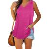 imageXIEERDUO Womens Tank Tops V Neck Basic Solid Color Casual Flowy Summer Sleeveless01wine
