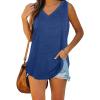 imageXIEERDUO Womens Tank Tops V Neck Basic Solid Color Casual Flowy Summer Sleeveless02dark Blue