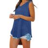 imageXIEERDUO Womens Tank Tops V Neck Basic Solid Color Casual Flowy Summer Sleeveless02dark Blue