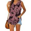 imageXIEERDUO Womens Tank Tops V Neck Basic Solid Color Casual Flowy Summer Sleeveless02pink Tie Dye