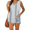 imageXIEERDUO Womens Tank Tops V Neck Basic Solid Color Casual Flowy Summer Sleeveless02stripe