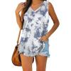 imageXIEERDUO Womens Tank Tops V Neck Basic Solid Color Casual Flowy Summer Sleeveless02white Tie Dye