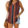 imageXIEERDUO Womens Tank Tops V Neck Basic Solid Color Casual Flowy Summer SleevelessBrown Stripe