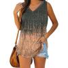 imageXIEERDUO Womens Tank Tops V Neck Basic Solid Color Casual Flowy Summer SleevelessFloral Grey Pink