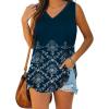 imageXIEERDUO Womens Tank Tops V Neck Basic Solid Color Casual Flowy Summer SleevelessPatternedblue Floral