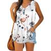 imageXIEERDUO Womens Tank Tops V Neck Basic Solid Color Casual Flowy Summer SleevelessPatternedwhite Floral