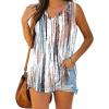 imageXIEERDUO Womens Tank Tops V Neck Basic Solid Color Casual Flowy Summer SleevelessTie Dye Floral