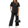 imageXIEERDUO Womens 2 Piece Lounge Set Fashion Travel Outfits Vacation Tracksuit Comfy Wide Leg Airport Loungewear S3XLA Black