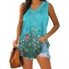imageXIEERDUO Womens Tank Tops V Neck Basic Solid Color Casual Flowy Summer Sleeveless01blue Floral