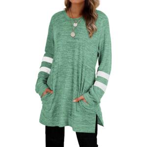 imageXIEERDUO Womens Sweatshirts Casual Tunic Tops Long Sleeve Shirts Oversized With Pockets201lackgreen
