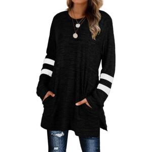 imageXIEERDUO Womens Sweatshirts Casual Tunic Tops Long Sleeve Shirts Oversized With Pockets203classicblack