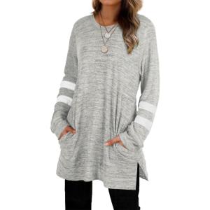 imageXIEERDUO Womens Sweatshirts Casual Tunic Tops Long Sleeve Shirts Oversized With Pockets204graywhite