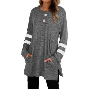 imageXIEERDUO Womens Sweatshirts Casual Tunic Tops Long Sleeve Shirts Oversized With Pockets207darygrey