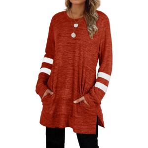 imageXIEERDUO Womens Sweatshirts Casual Tunic Tops Long Sleeve Shirts Oversized With Pockets221orange