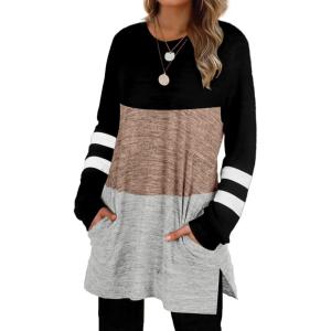 imageXIEERDUO Womens Sweatshirts Casual Tunic Tops Long Sleeve Shirts Oversized With Pockets301blackBrown