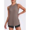 imageWomens Workout Tank Tops Lightweight Sleeveless Shirts for Women Loose Fit Tops for Athletic Running Tennis YogaCamel Brown