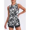 imageWomens Workout Tank Tops Lightweight Sleeveless Shirts for Women Loose Fit Tops for Athletic Running Tennis YogaZblack White Floral