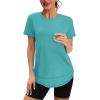 imageWomens Workout Tops Short Sleeve Shirts with Sun Protection Trendy Spring Summer Outfits S3XLAqua