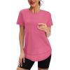 imageWomens Workout Tops Short Sleeve Shirts with Sun Protection Trendy Spring Summer Outfits S3XLWatermelon Red
