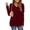 imageXIEERDUO Christmas Sweatshirts for Women V Neck Puff Sleeve Winter Clothes Warm Trendy L
