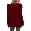 imageXIEERDUO Christmas Sweatshirts for Women V Neck Puff Sleeve Winter Clothes Warm Trendy L