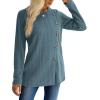 imageXIEERDUO Long Sleeve Tops for Women Tunics Buttons Front SlitB Blue